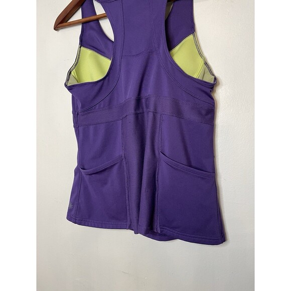 Athleta Tank Top Medium M Purple Racerback Sleeveless Active Shelf Bra Pockets - Picture 5 of 8